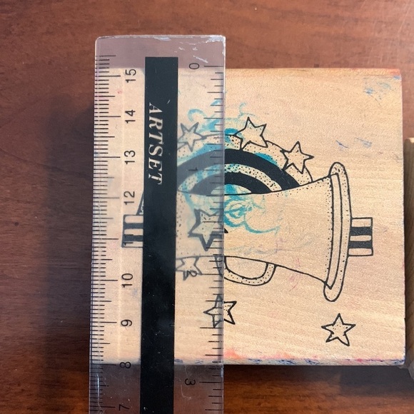 Red White and Blue Patriotic Wooden Block Rubber Stamp Collection - Picture 7 of 8